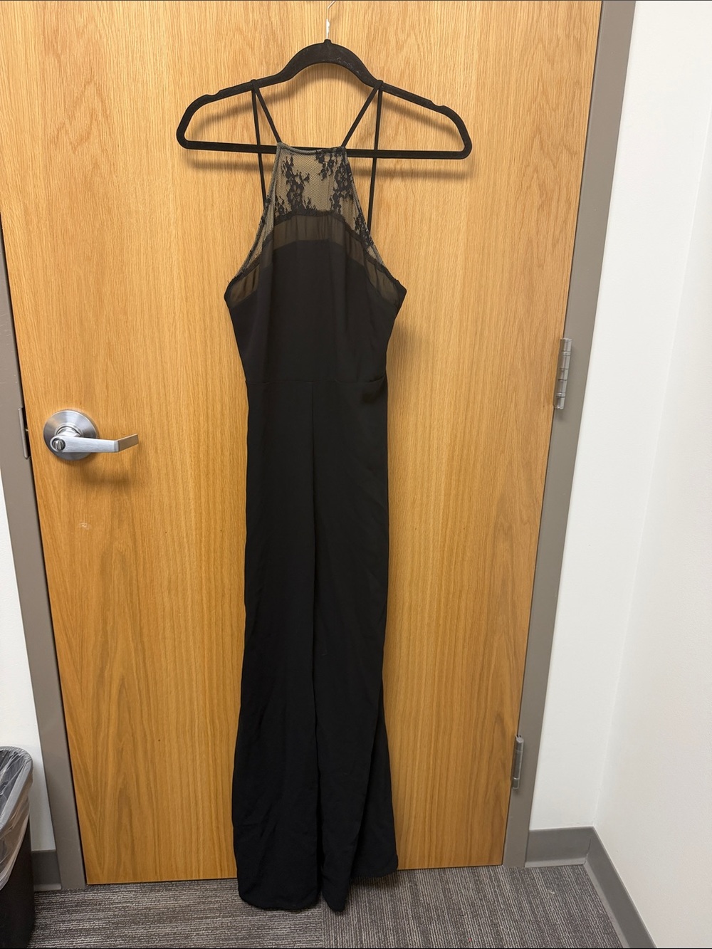 Lovers and Friends Black Lucette Lace Halter Evening Wide Leg Jumpsuit Size M